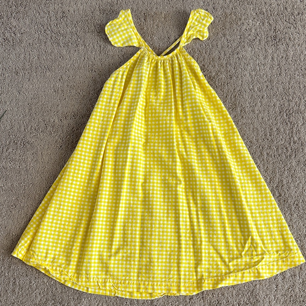 Alice and Ames Yellow Checkered Gingham Girls Dress Kids Dress Size 5